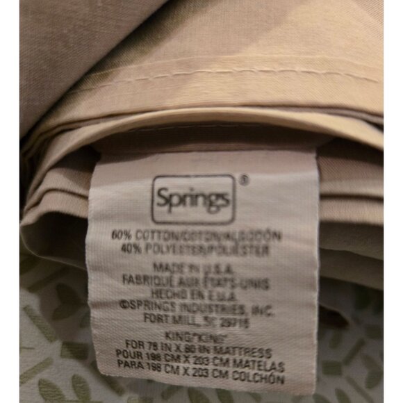 Full size flat Cotton sheet in beige #1011 - Picture 2 of 3